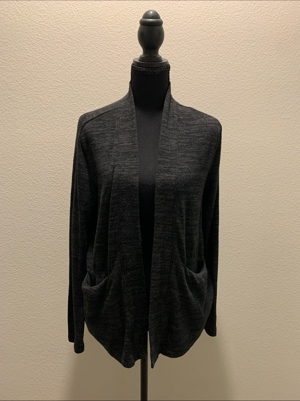 Roots Open-Front Cardigan Sweater - Charcoal Gray (Size S)